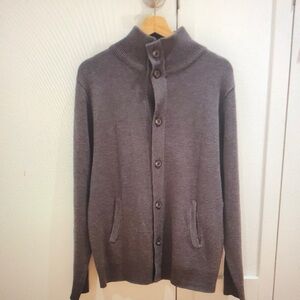 Men's Gray Button-Up Sweater